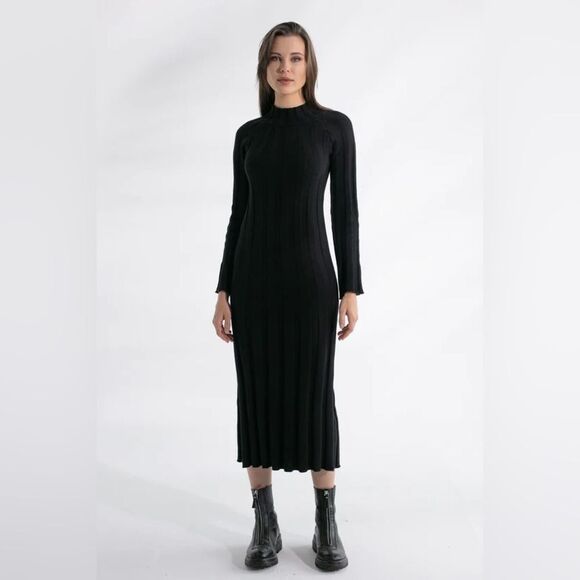 NWT Rue Stiic Anthropologie rib knit long sleeve maxi dress white size Large - Picture 4 of 10